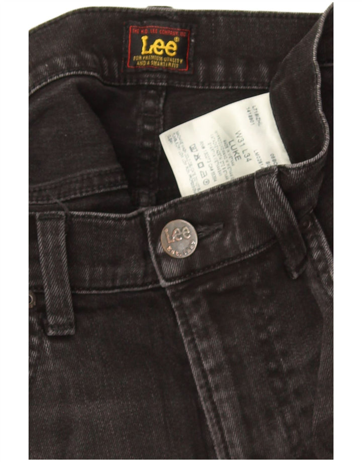 Lee Herren Luke Slim Jeans W31 L31 Schwarze Baumwolle