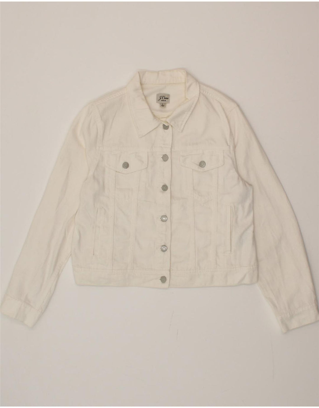 J. CREW Womens Denim Jacket UK 16 Large White Cotton Vintage J. Crew and Second-Hand J. Crew from Messina Hembry 