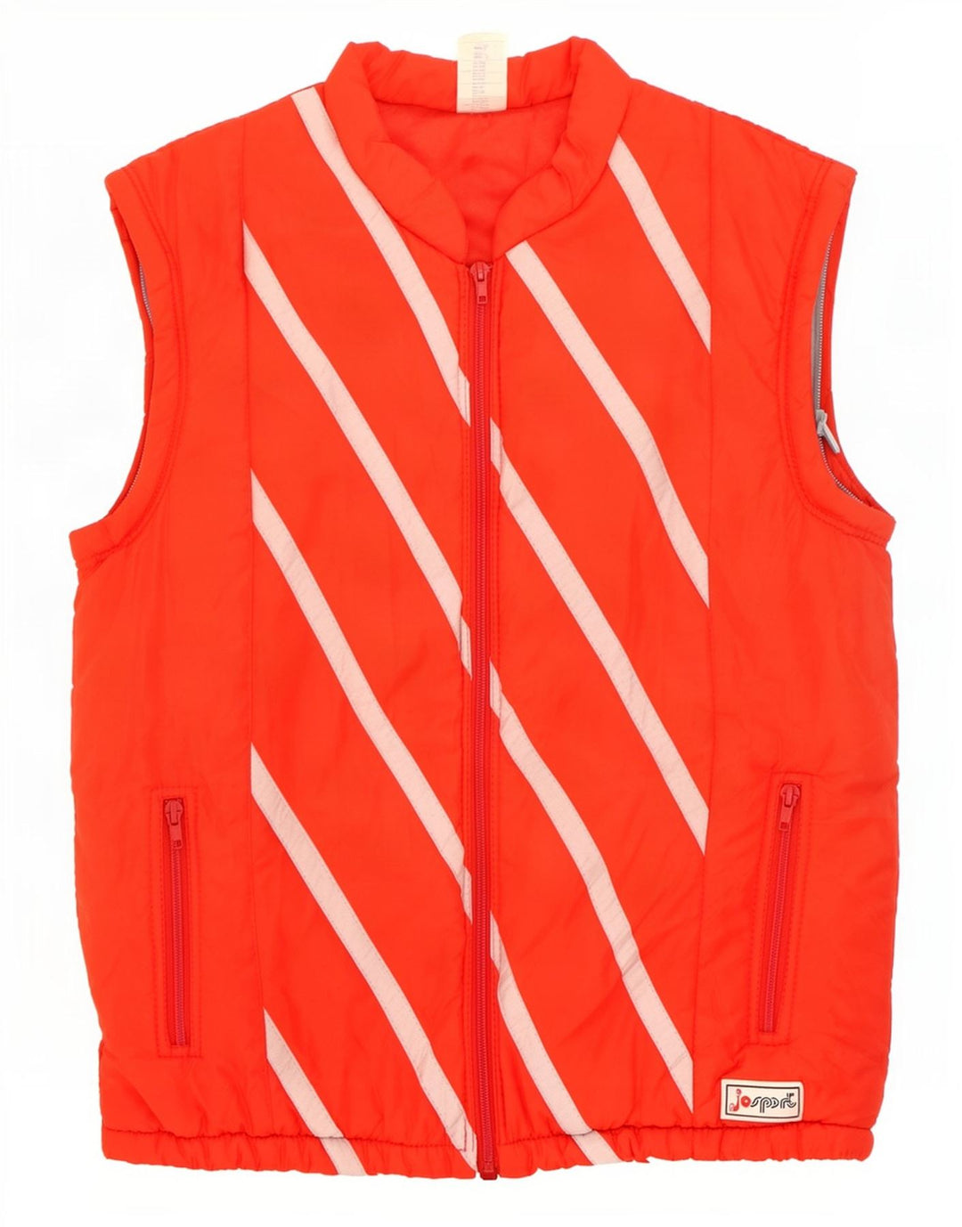 Vintage Damen Wattierte Weste IT 42 Mittelrot gestreift Polyamid