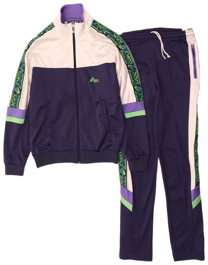 Asics Damen-Trainingsanzug, IT 46, groß, marineblau, Colourblock-Polyamid
