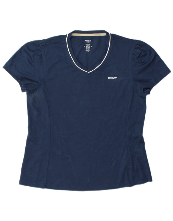 Reebok Damen T-Shirt Top UK 14 Large Marineblau Polyester