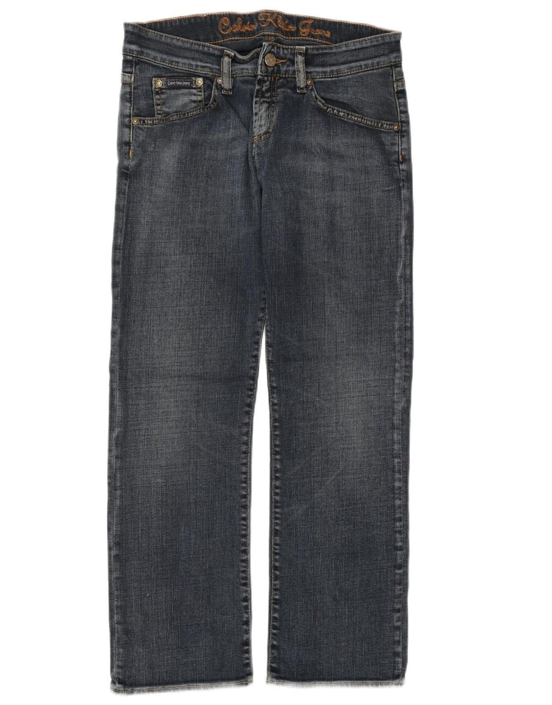 CALVIN KLEIN Damen Straight Jeans W30 L27 Blaue Baumwolle