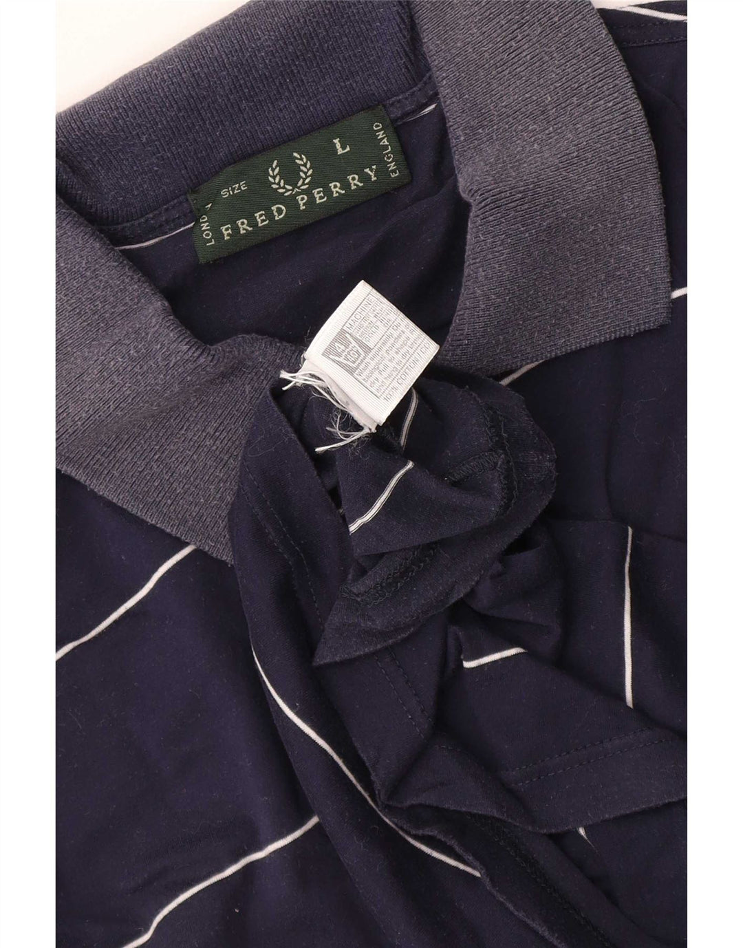 Fred Perry Herren-Poloshirt, groß, marineblau, gestreift, Baumwolle
