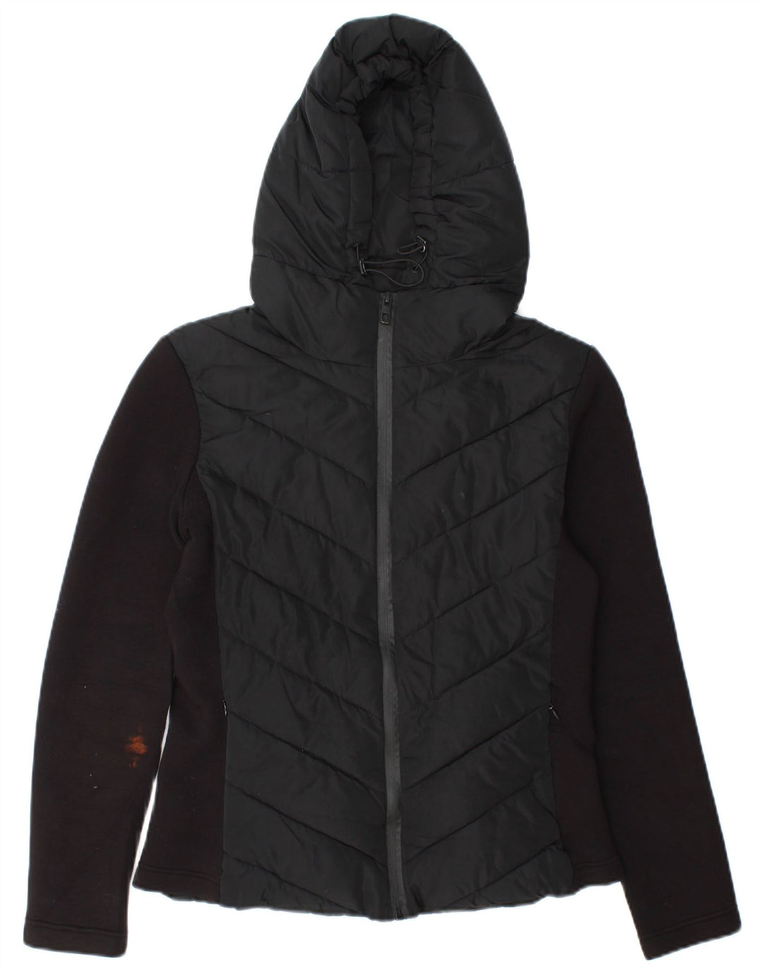 Wattierte Jacke mit Kapuze von Zara, UK 12, Mittelschwarz, Colourblock-Viskose