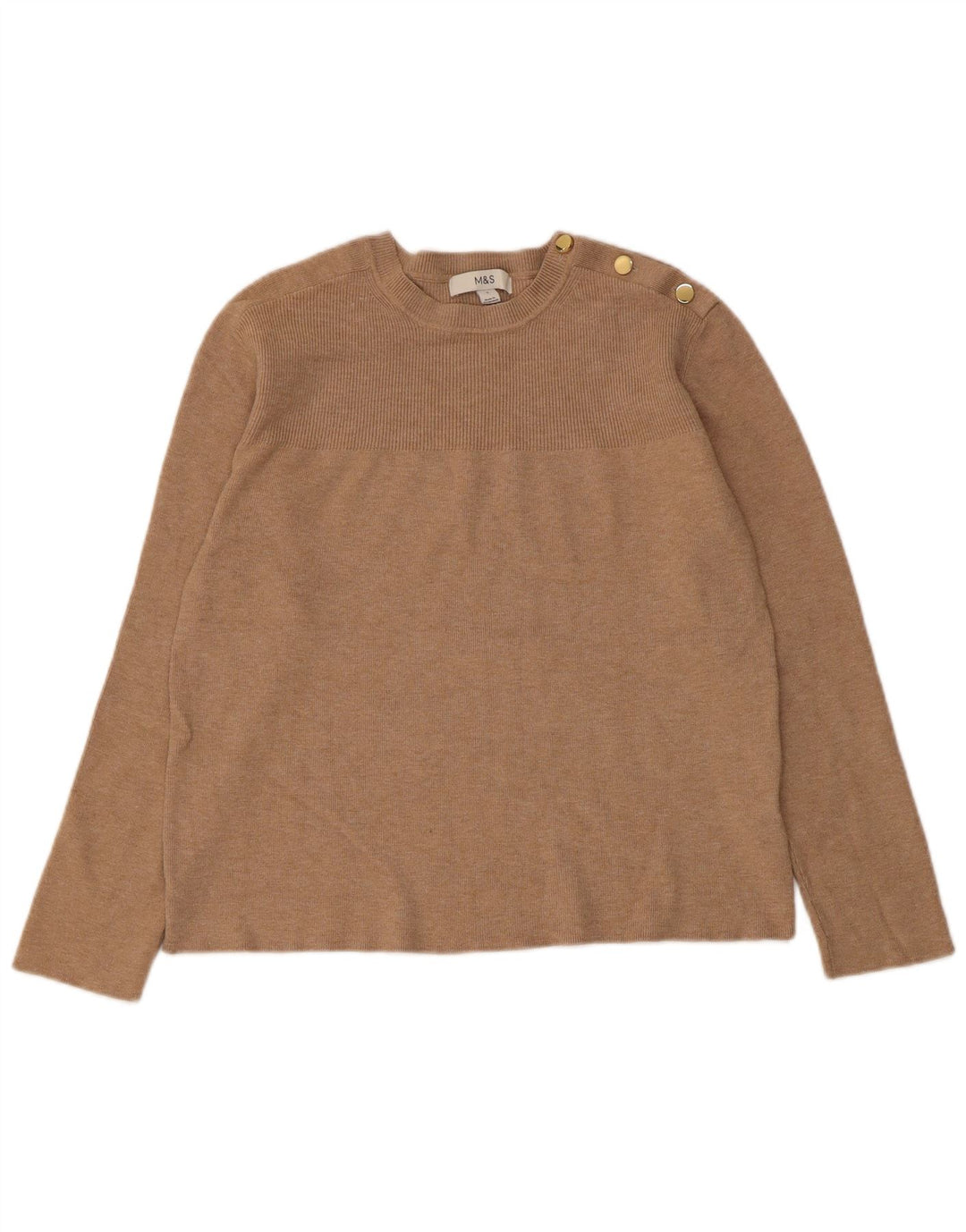MARKS & SPENCER Damen Crop Crew Neck Pullover Pullover UK 10 Small Beige