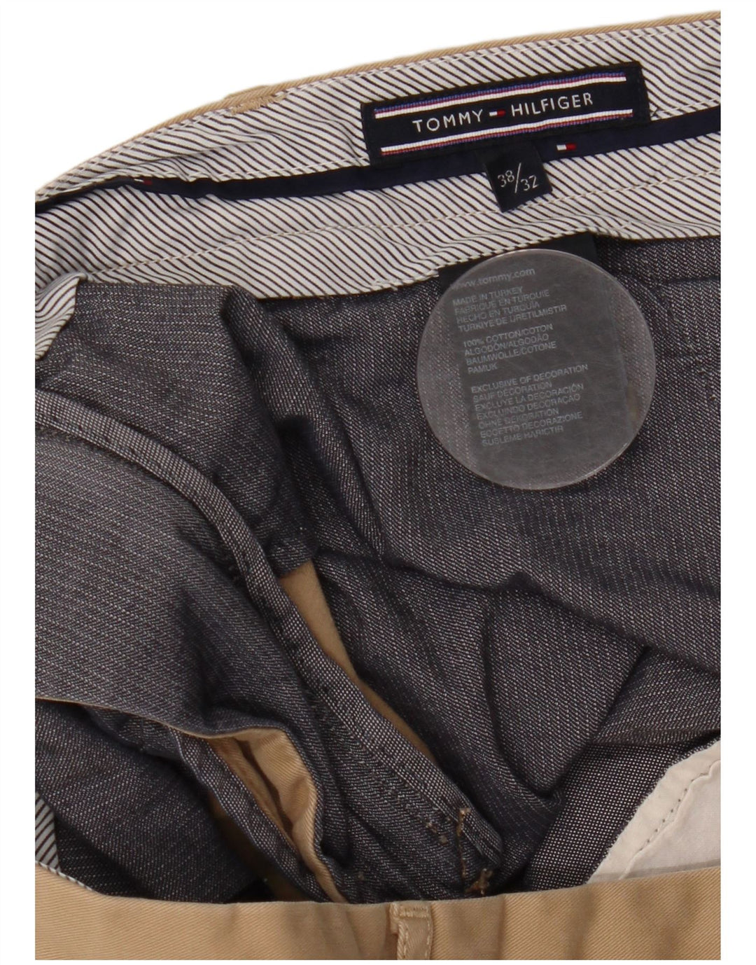 TOMMY HILFIGER Herren gerade Chinohose W38 L32 Beige Baumwolle