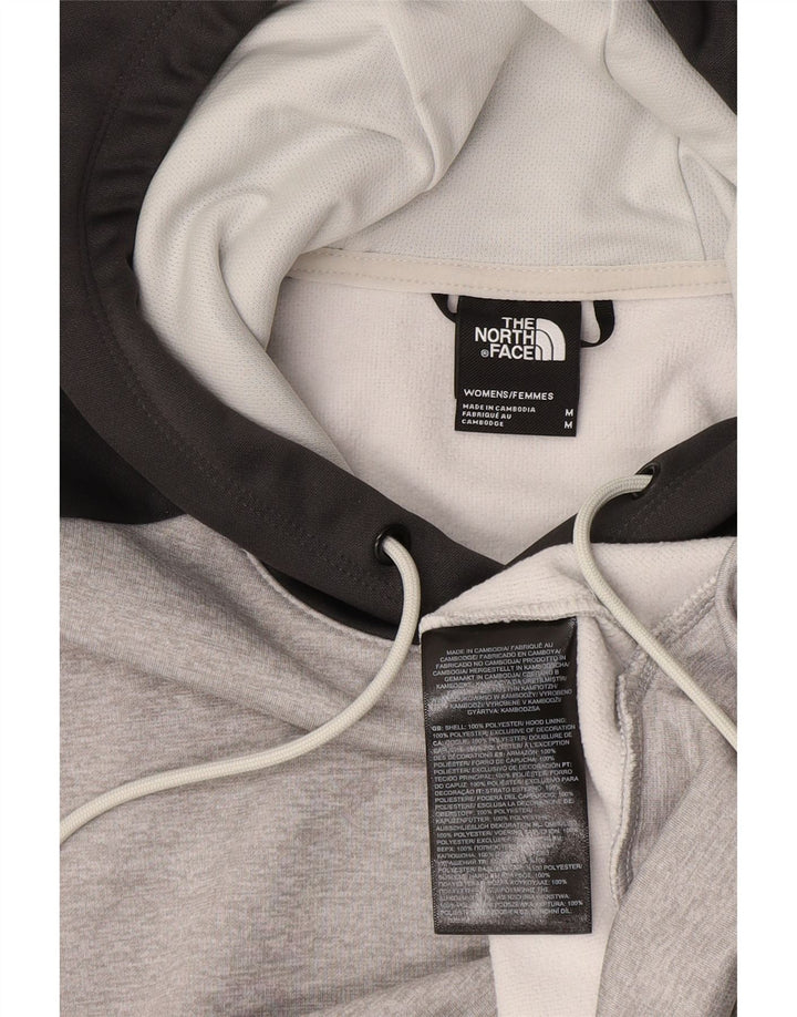 THE NORTH FACE Damen Crop Hoodie Pullover UK 12 Mittelgrau Farbblock
