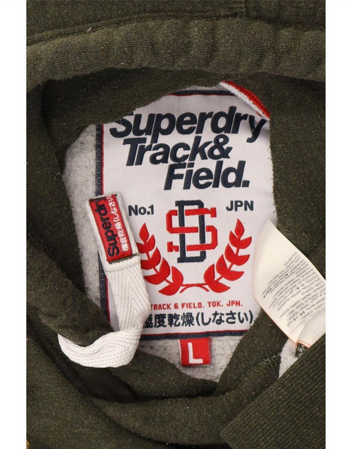 SUPERDRY Herren-Kapuzenpullover mit Grafik, groß, grüne Baumwolle
