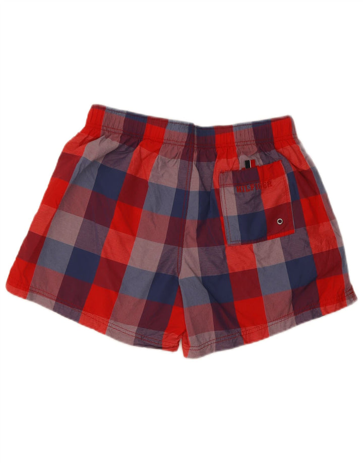 Tommy Hilfiger Herren-Badeshorts aus mittelrot kariertem Nylon