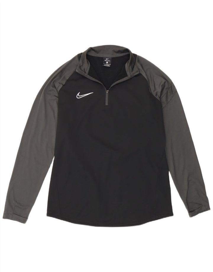 Nike Herren-Pullover-Trainingsanzugoberteil aus mittelschwarzem Colourblock-Polyester