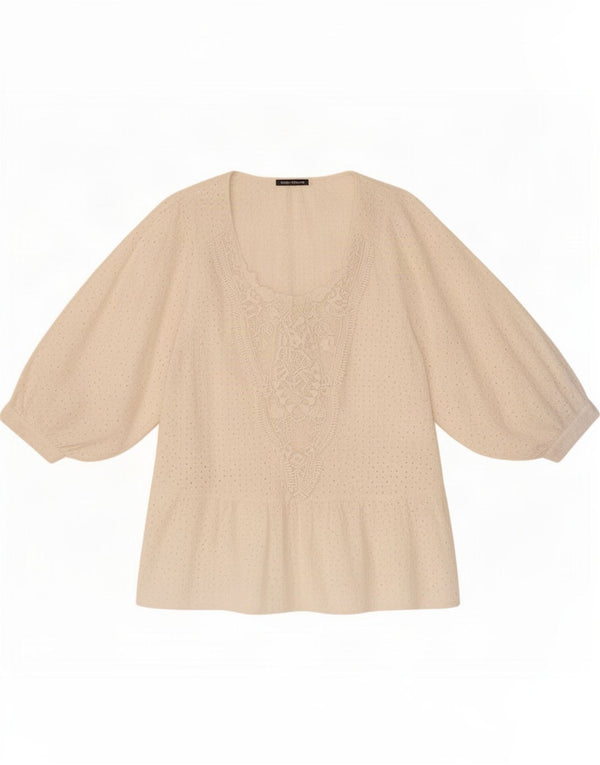 Zara Damen-Blusenoberteil mit 3/4-Ärmeln, UK-Größe 40, Größe S, Weiß