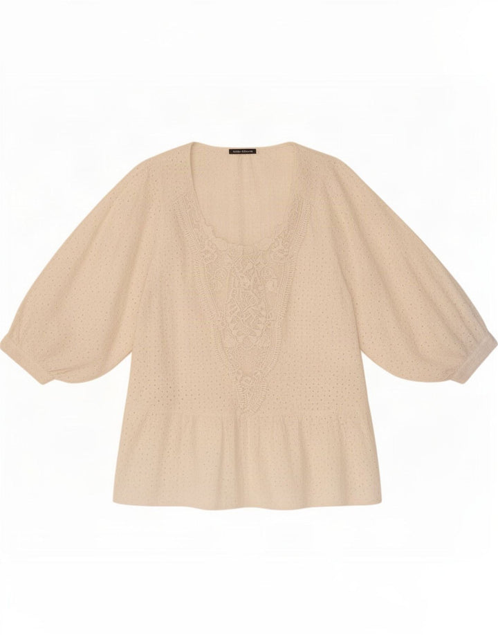 Zara Damen-Blusenoberteil mit 3/4-Ärmeln, UK-Größe 40, Größe S, Weiß