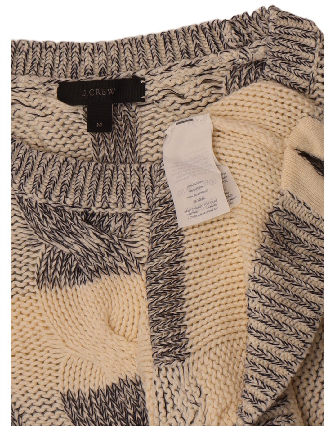 J. Crew Damen-Pullover mit Rundhalsausschnitt, UK 14, mittelgrau, gestreift, Baumwolle