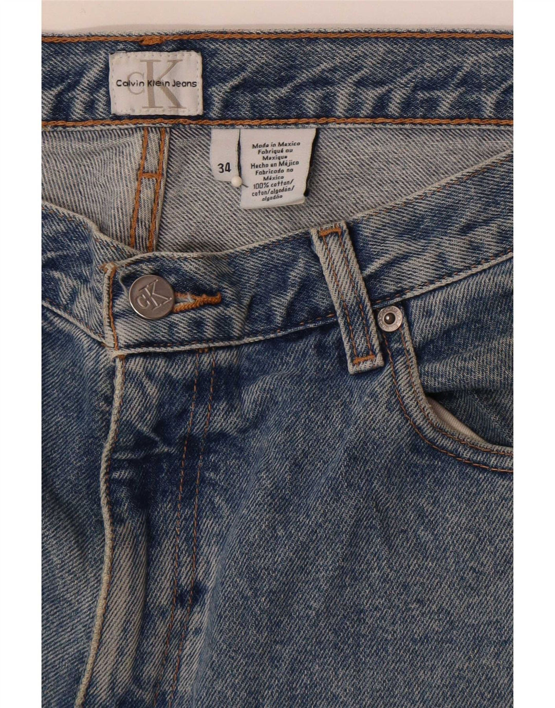Calvin Klein Herren Tapered Jeans W34 L32 Blaue Baumwolle