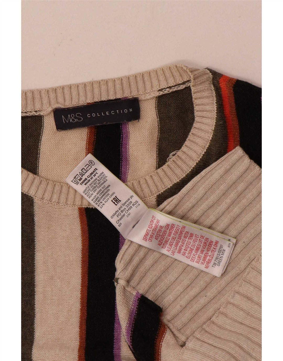 Marks & Spencer Damen-Pullover mit Rundhalsausschnitt, Gr. 14, mittelmehrfarbig