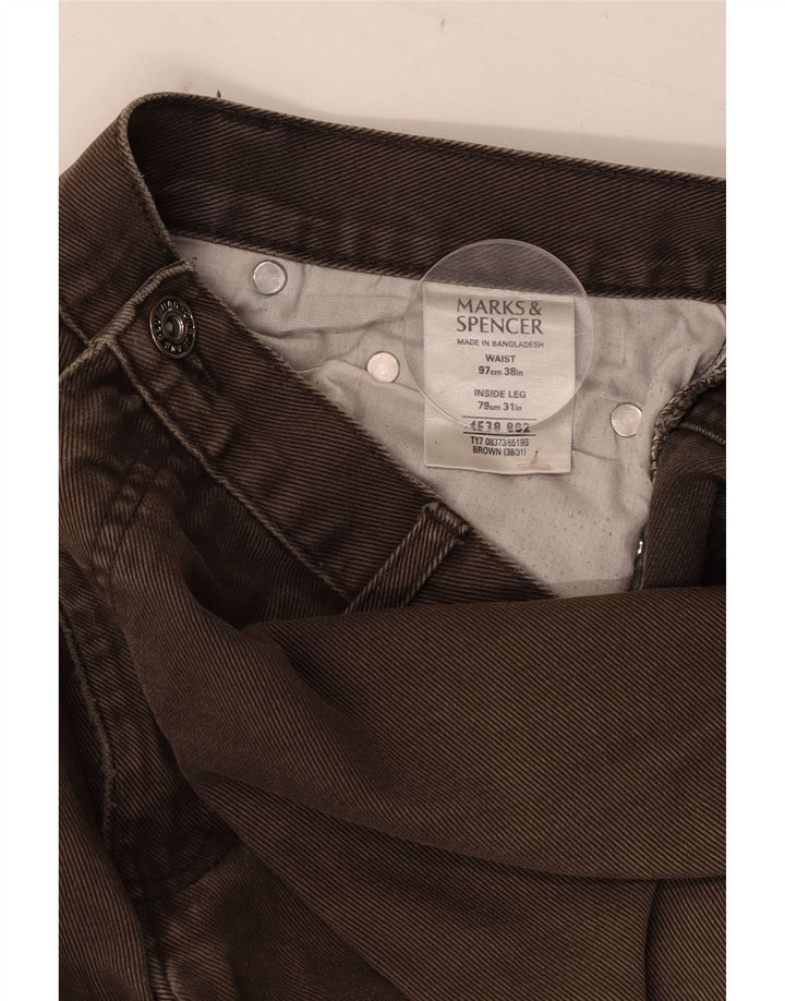 Marks & Spencer Herren Blue Harbor Straight Jeans W38 L31 Braune Baumwolle