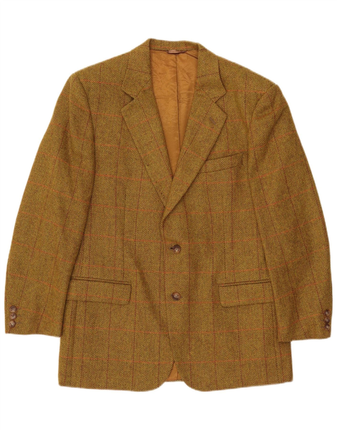 Henry Cottons Herren-Blazer mit 2 Knöpfen, IT 48, mittleres Khaki, Fischgrätenmuster