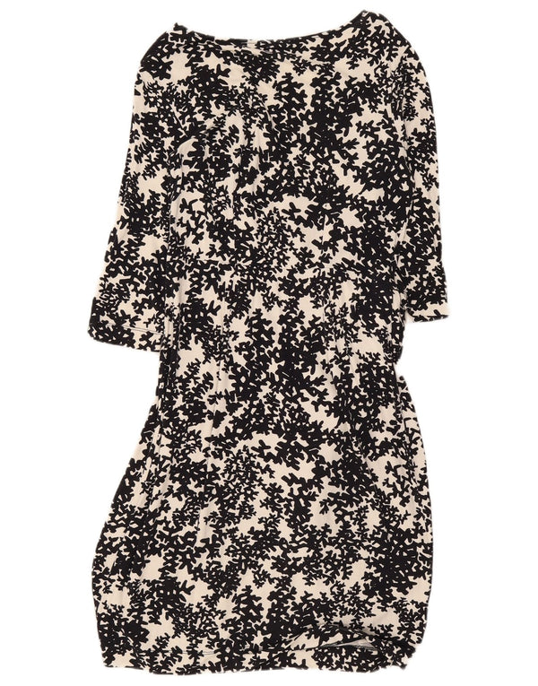 Hobbs Damen-Basic-Kleid mit 3/4-Ärmeln, Größe S, Schwarz, Blumenmuster, Viskose