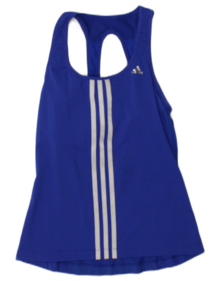Adidas Damen Climacool Weste Top UK 8 Small Blau Colourblock Nylon