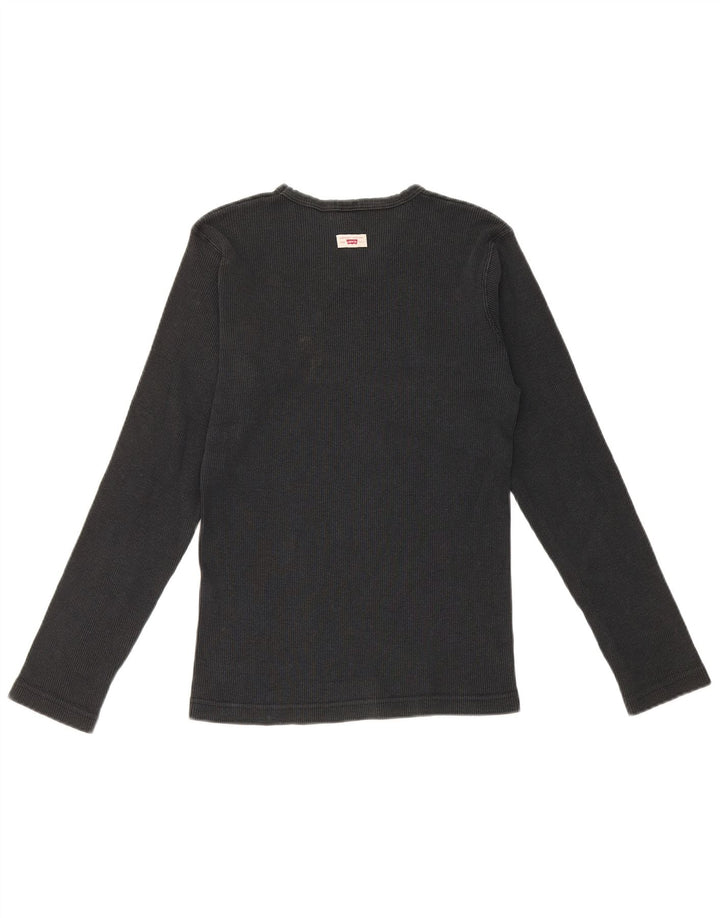 Levi's Damen Top Langarm UK 12 Medium Schwarz Baumwolle