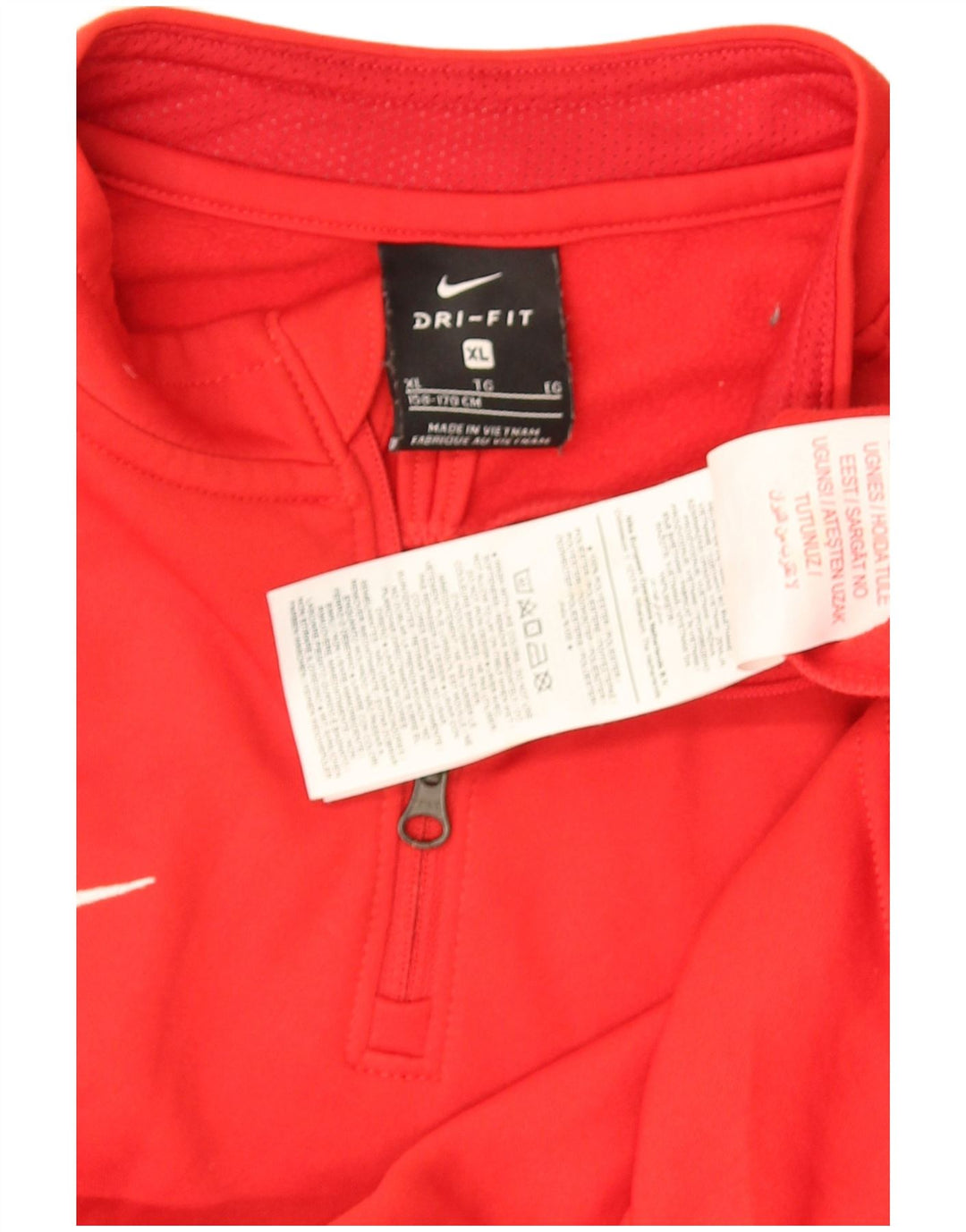 Nike Boys Dri Fit Zip Neck Top Langarm 13–14 Jahre XL Rot Polyester