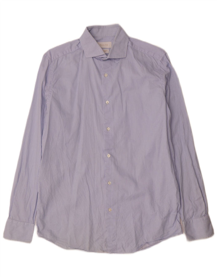 Massimo Dutti Herrenhemd Größe 39 15 1/2 Mittelblauer Nadelstreifen
