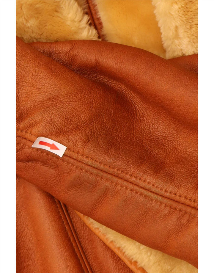 Vintage Damen Übergroße Lammfelljacke UK 16 Large Braun