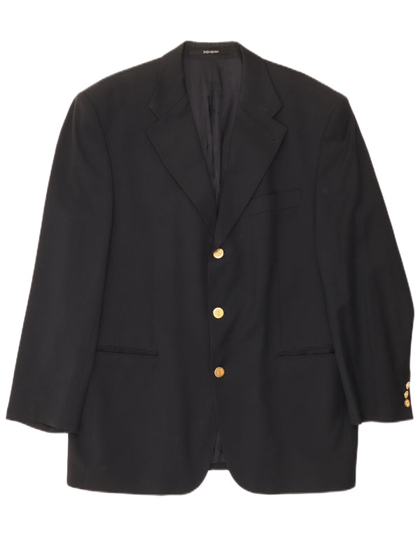Yves Saint Laurent Herren 3-Knopf-Blazerjacke UK 42 XL Marineblaue Schurwolle
