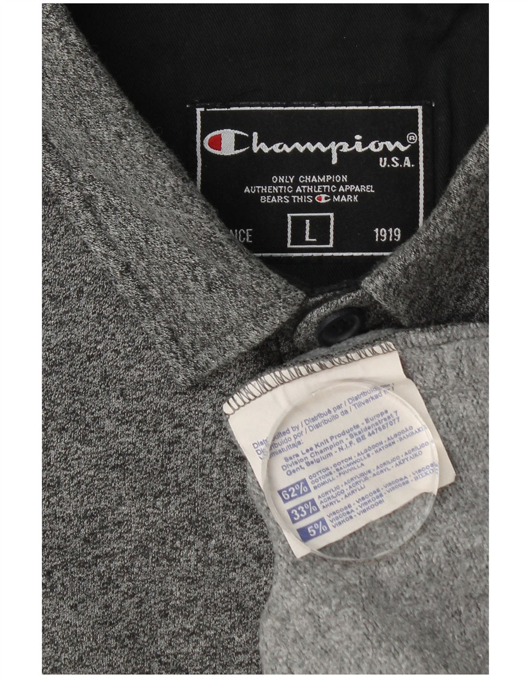 Champion Herren-Langarm-Poloshirt, große graue Baumwolle