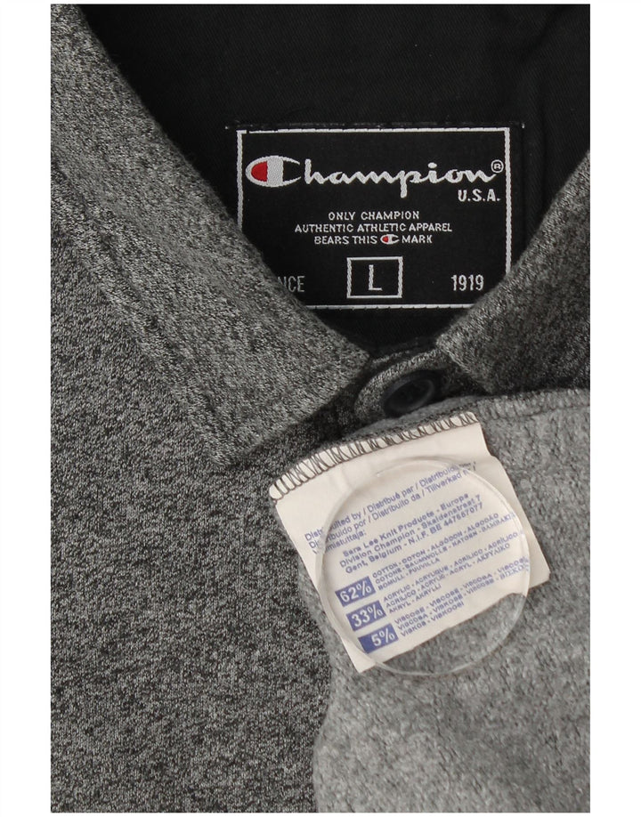 Champion Herren-Langarm-Poloshirt, große graue Baumwolle