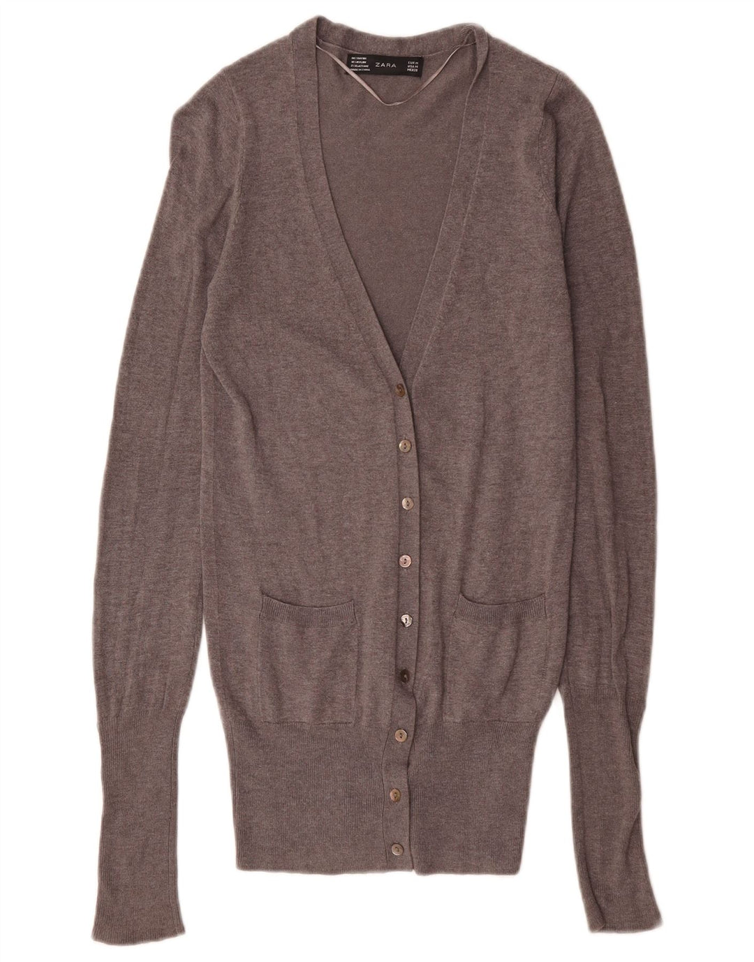 Zara Damen-Cardigan-Pullover UK 12 Mittelgrauer Rayon