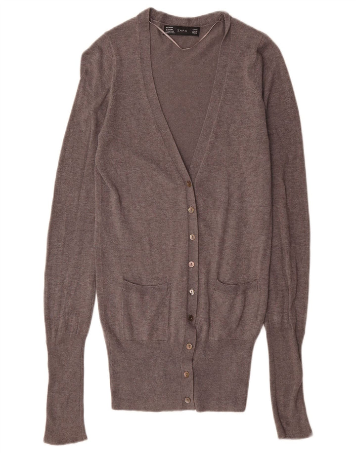 Zara Damen-Cardigan-Pullover UK 12 Mittelgrauer Rayon