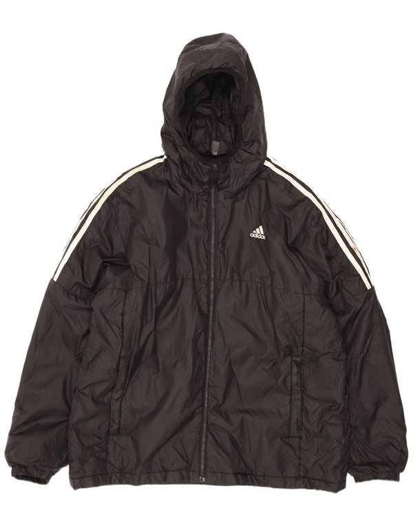 Adidas Herren Kapuzenjacke, gepolstert, UK 42, XL, Schwarz, Polyester
