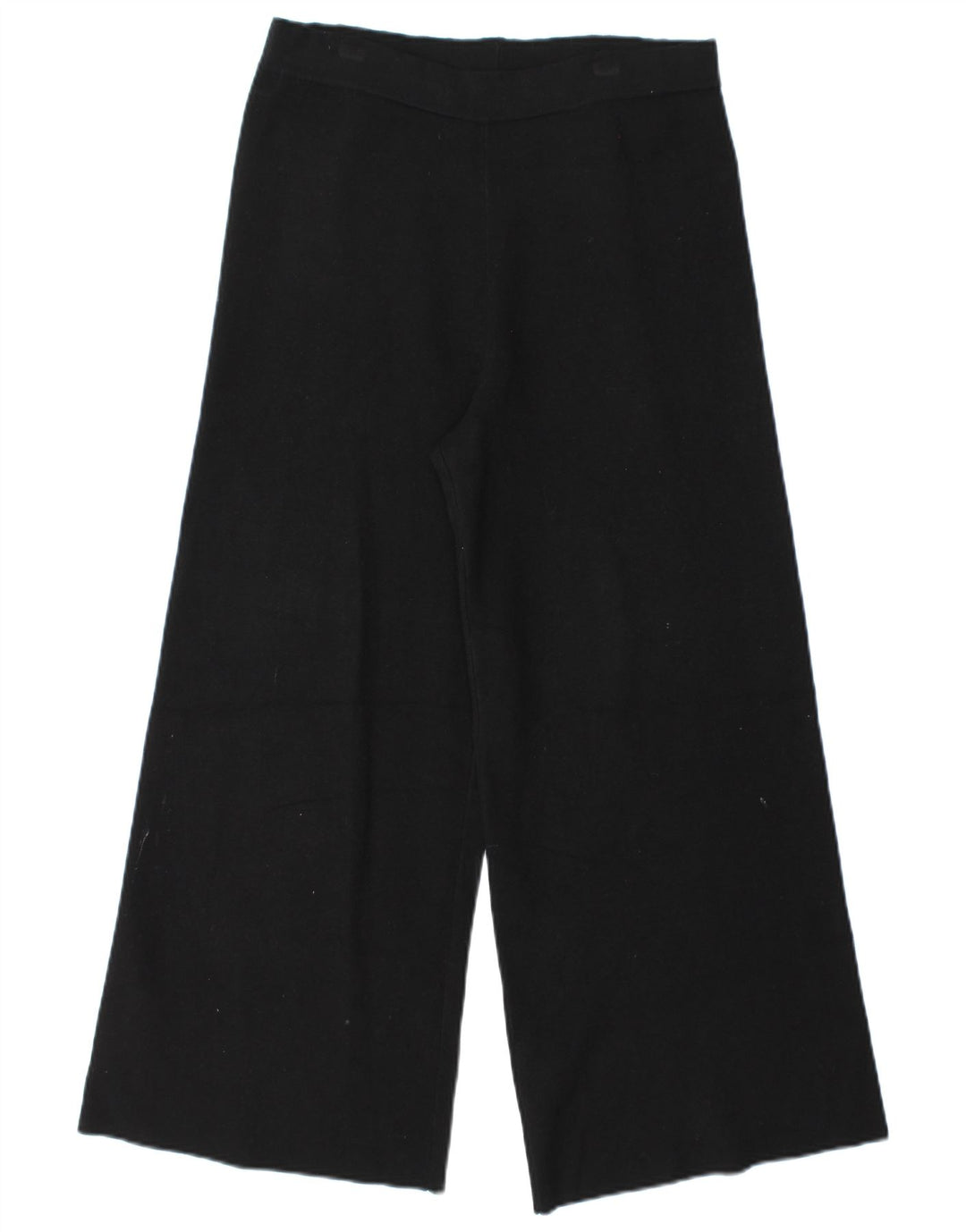 Massimo Dutti Damen-Hose mit weitem Bein, kurz geschnitten, Größe S, W28, L25, Schwarz