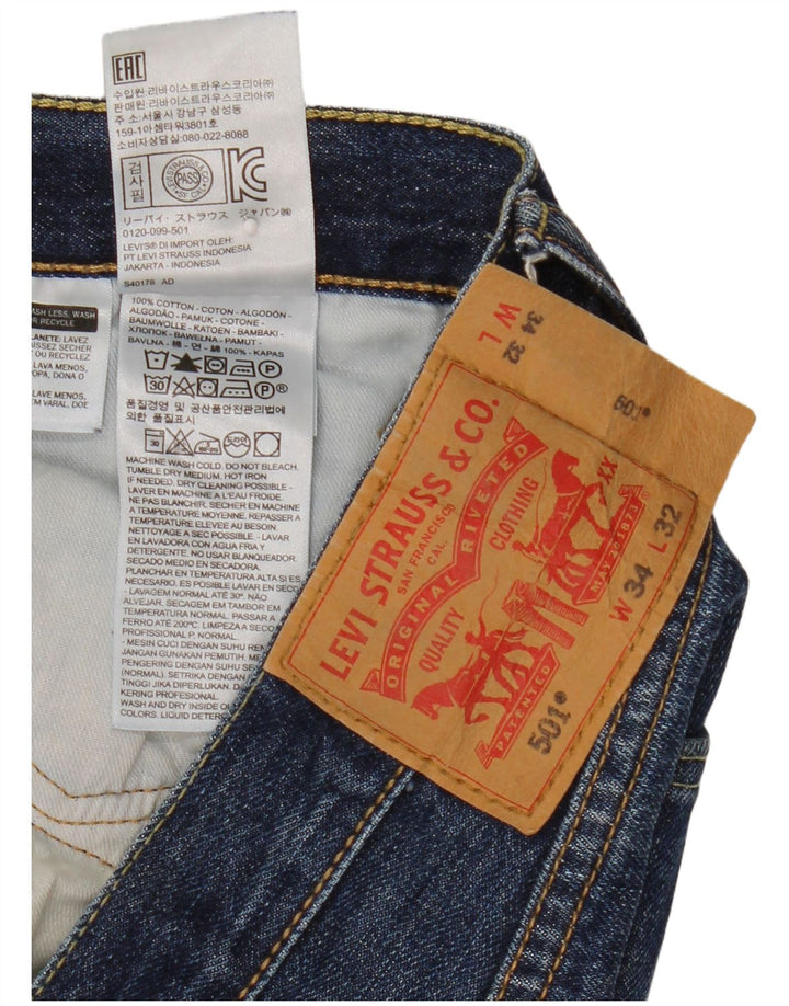 Levi's Herren 501 Straight Jeans W34 L32 Marineblaue Baumwolle