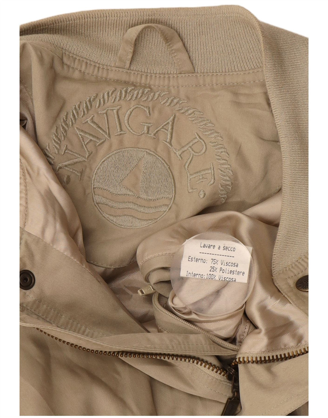 Navigare Herren Bomberjacke UK 42 XL Beige Viskose