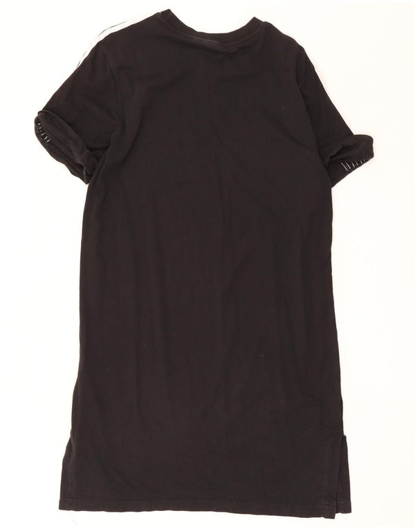 Adidas Damen T-Shirt Kleid UK 14 Medium Schwarz Baumwolle