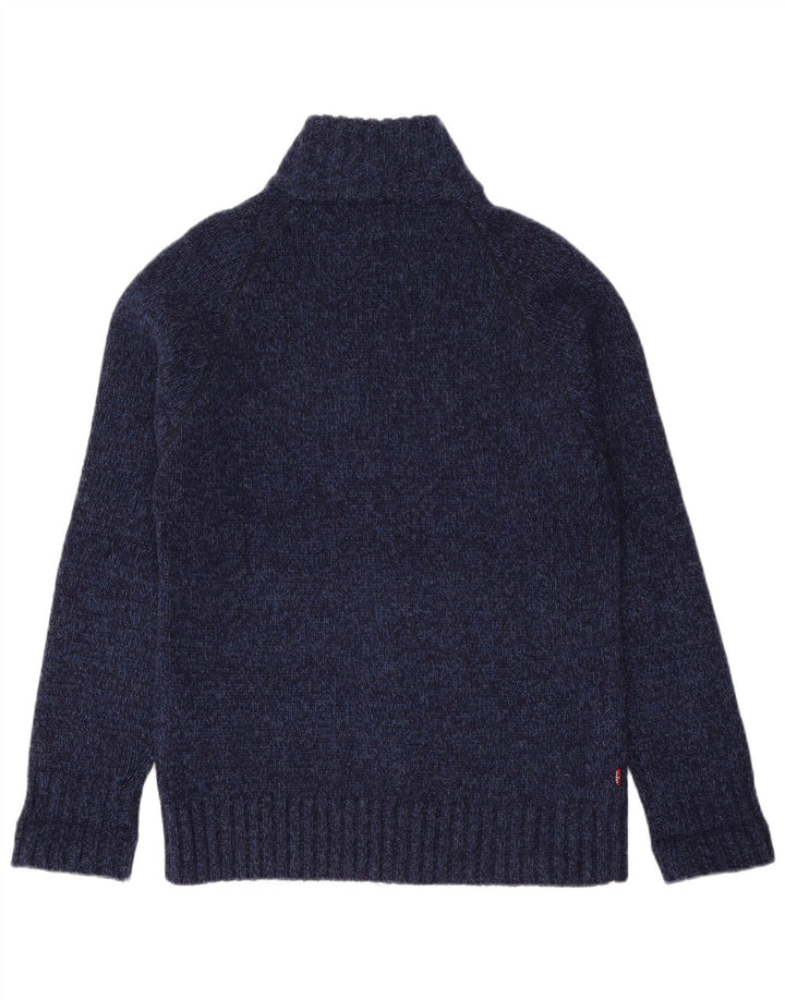 LEVI'S Herren-Cardigan-Pullover aus mittelblauer, melierter Wolle