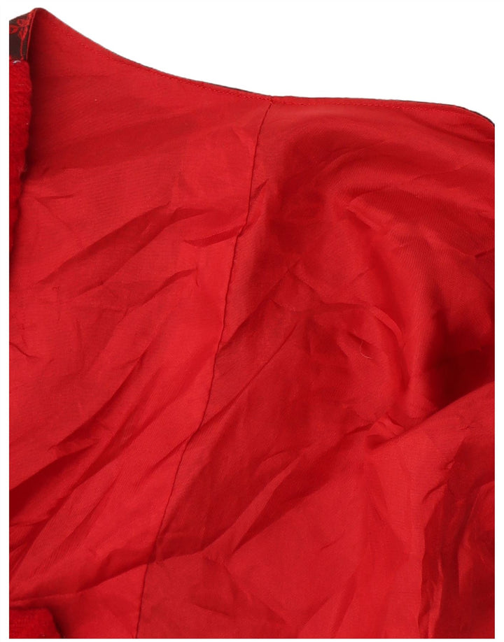 Vintage Damen Weste UK 12 Mittelrot geblümt