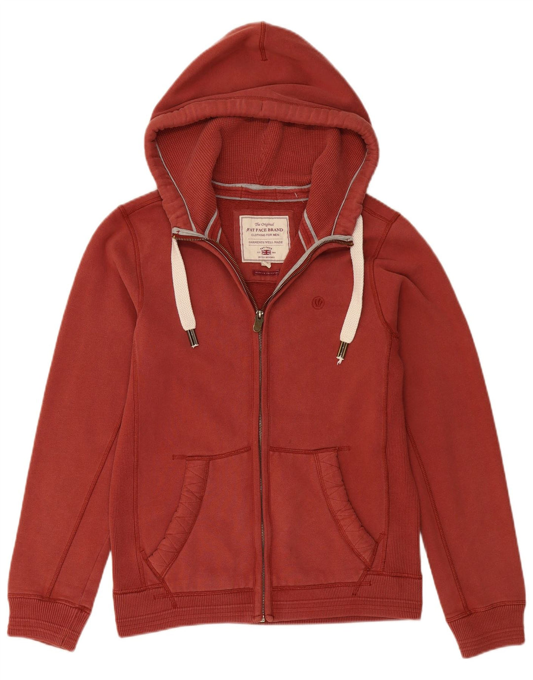 FAT FACE Herren-Kapuzenpullover mit Reißverschluss, Größe S, Burgunderrot