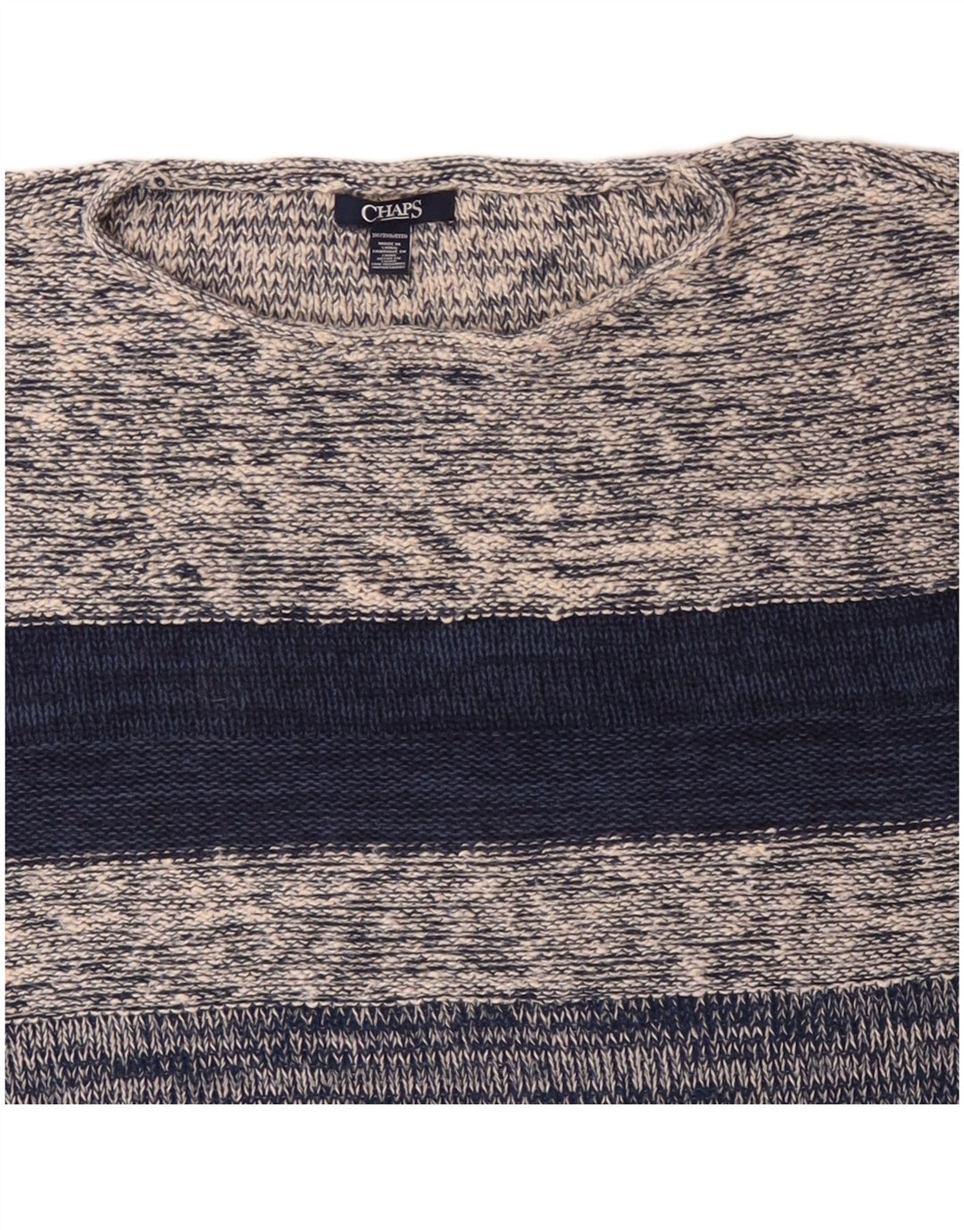 CHAPS Damen-Pullover mit 3/4-Ärmeln und U-Boot-Ausschnitt, UK 22 3XL, grau gestreift