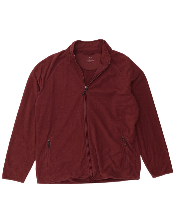 Marks & Spencer Herren Fleecejacke UK 42 XL Burgund Polyester