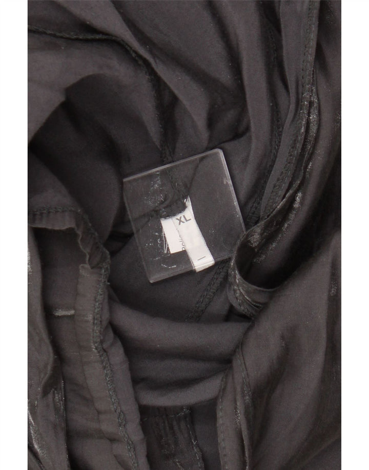 Vintage Damen Hemdbluse UK 18 XL Schwarz Viskose