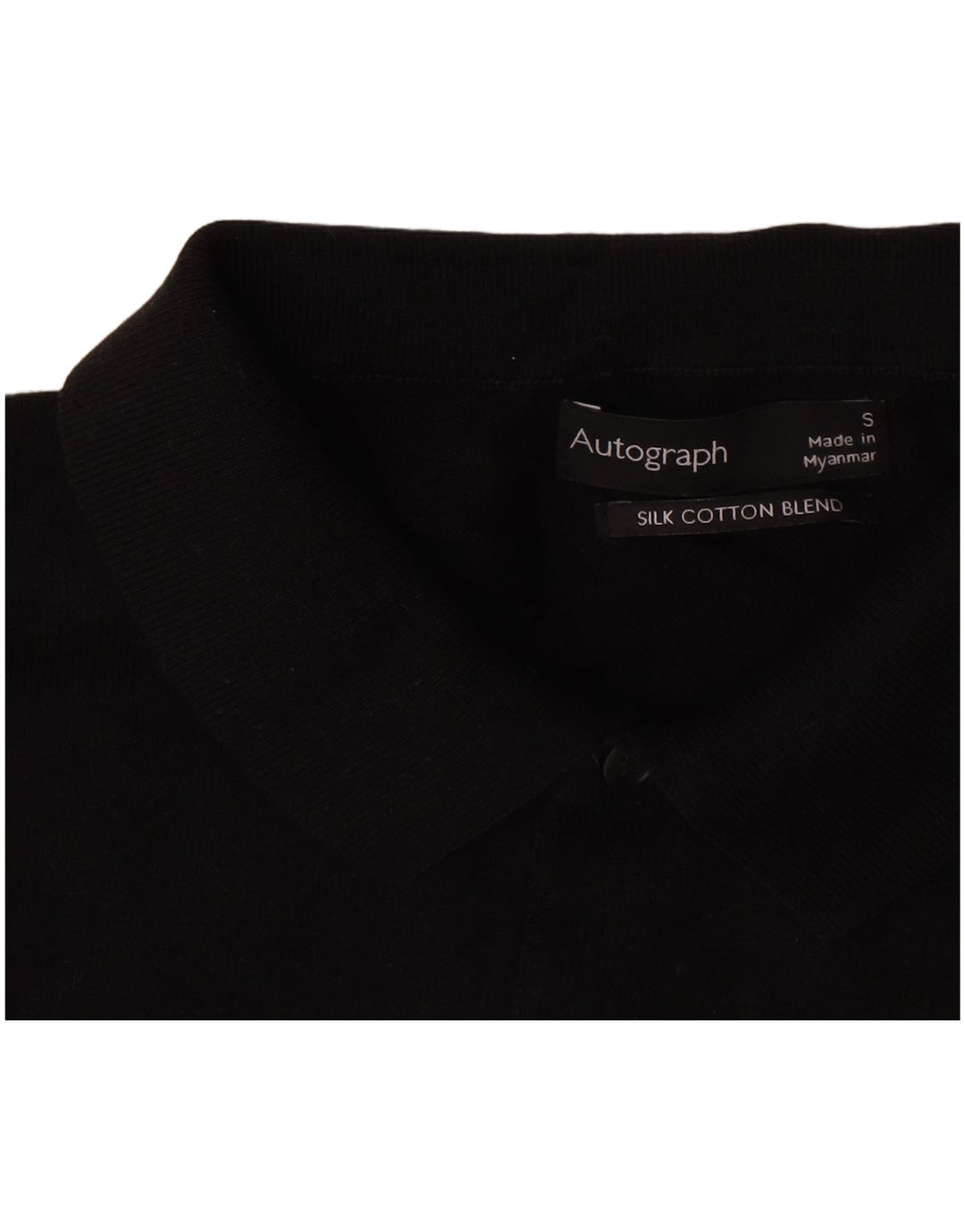 Marks & Spencer Herren-Autograph-Poloshirt, Größe S, schwarze Baumwolle