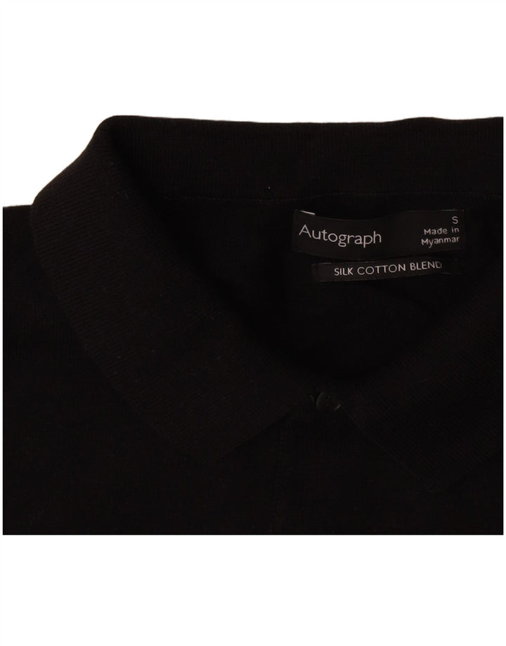 Marks & Spencer Herren-Autograph-Poloshirt, Größe S, schwarze Baumwolle