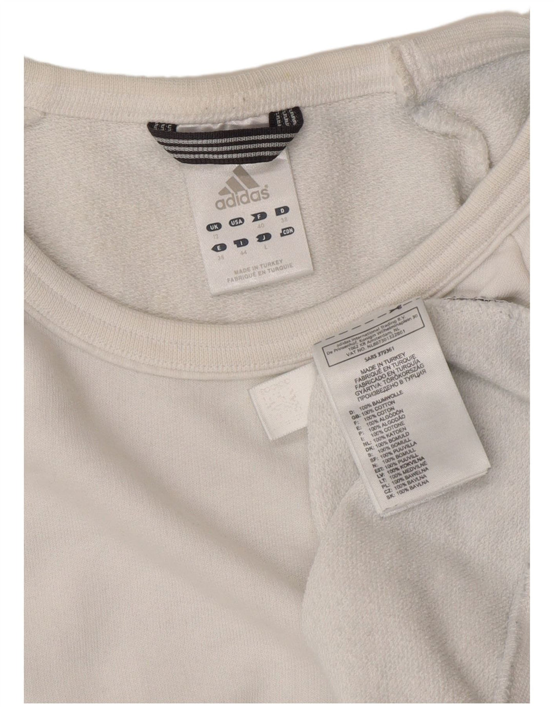 Adidas Damen Sweatshirt Pullover UK 12 Mittelweiße Baumwolle