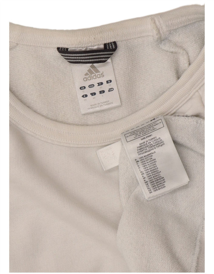 Adidas Damen Sweatshirt Pullover UK 12 Mittelweiße Baumwolle
