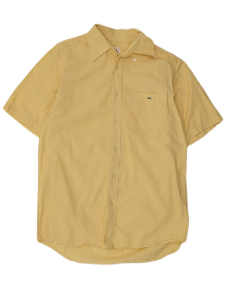 Lacoste Herren Kurzarmhemd Größe 40 mittelgelbe Baumwolle