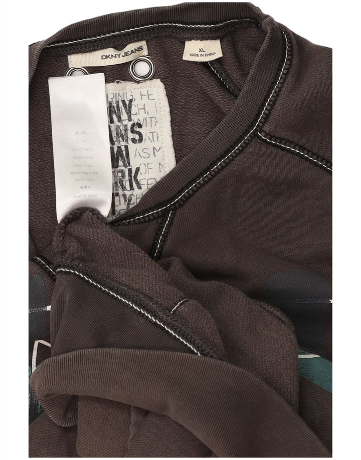 Dkny Herren Grafik-Sweatshirt-Pullover XL aus grauer Baumwolle