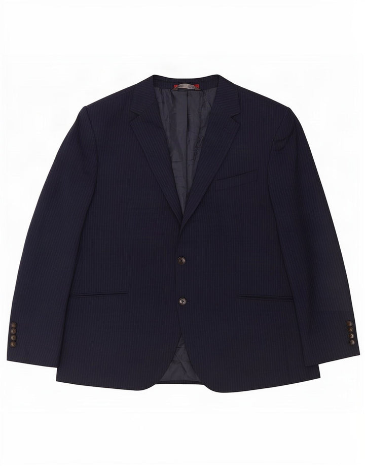 Marks & Spencer Herren Kurzblazer Jacke UK 46 3XL Marineblau Nadelstreifen